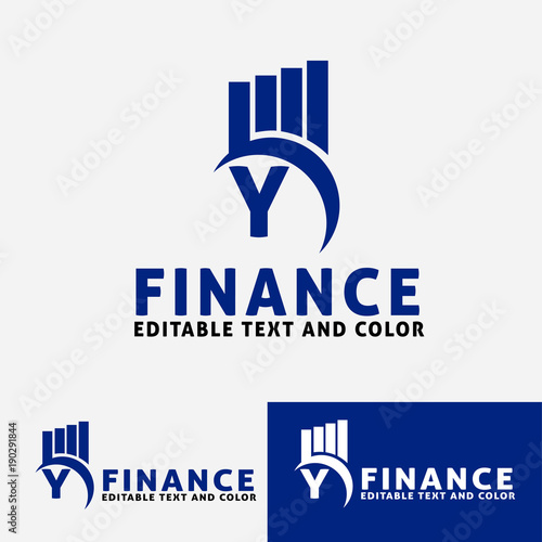 Letter Y Vector logo concept for accounting or real estate company. Logo design for finance with commercial building and chart bars. Business logo idea.