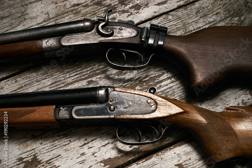 Two old antique shotguns rifle