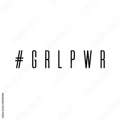 GRL PWR. Girl Power trendy hand lettering poster. Hand drawn calligraphy. Design of T-shirt or printing