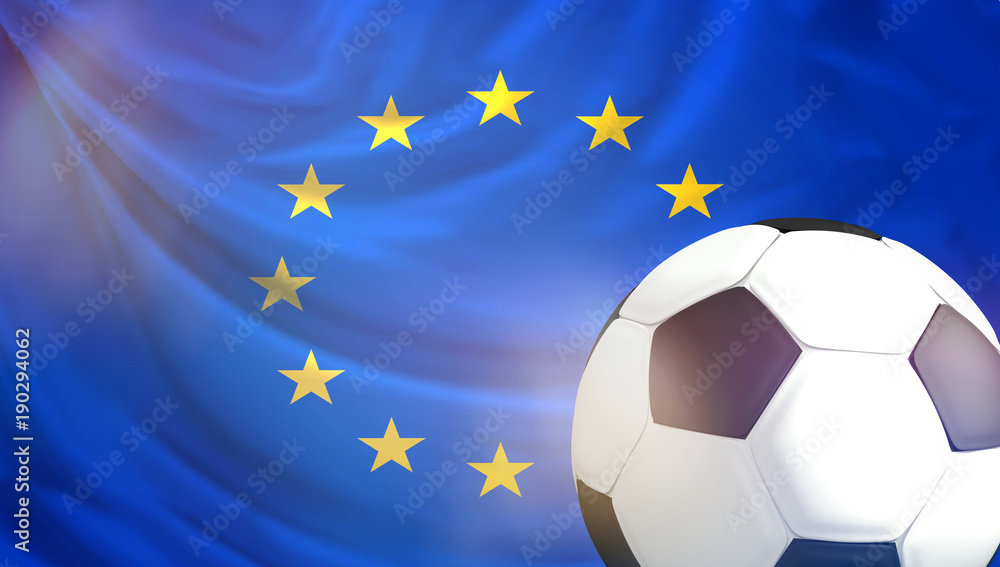 Naklejka premium soccer football ball flag of Europe 3d rendering