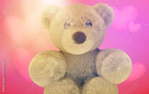 teddy bear with hearts 3d r...