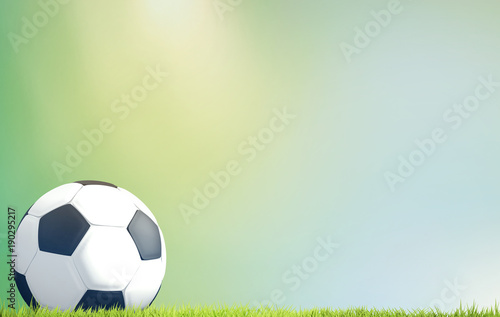 soccer football ball 3d rendering green grass blades of grass