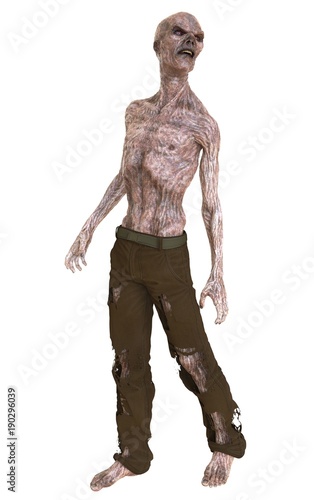 Zombie 3D illustration isolated on white background