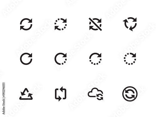 Refresh icons on white background. Vector illustration.