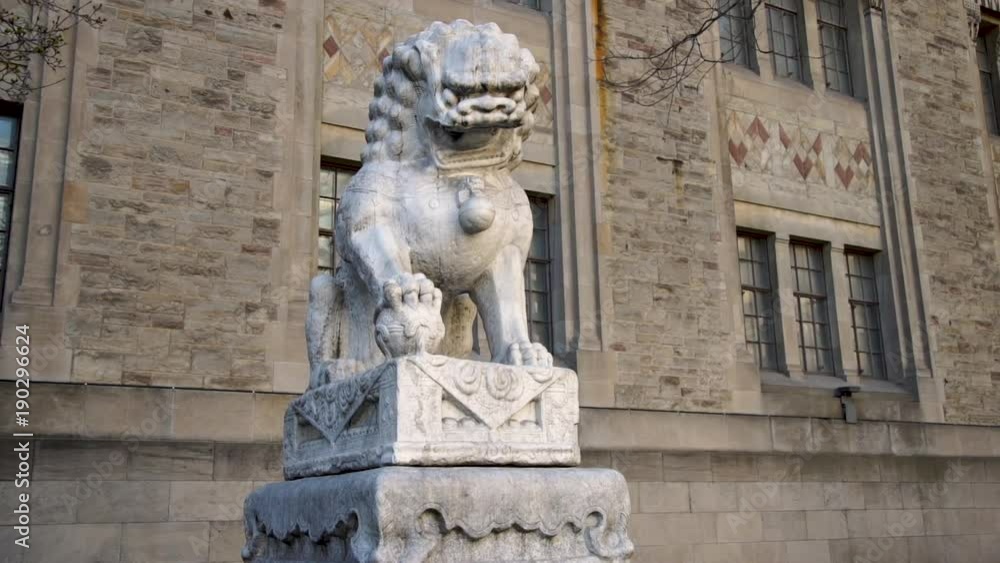 Guardian Lion at the Royal Ontario Museum tilt and tracking shot Guardian Lion at the Royal Ontario Museum tilt and tracking shot