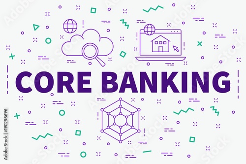 Conceptual business illustration with the words core banking