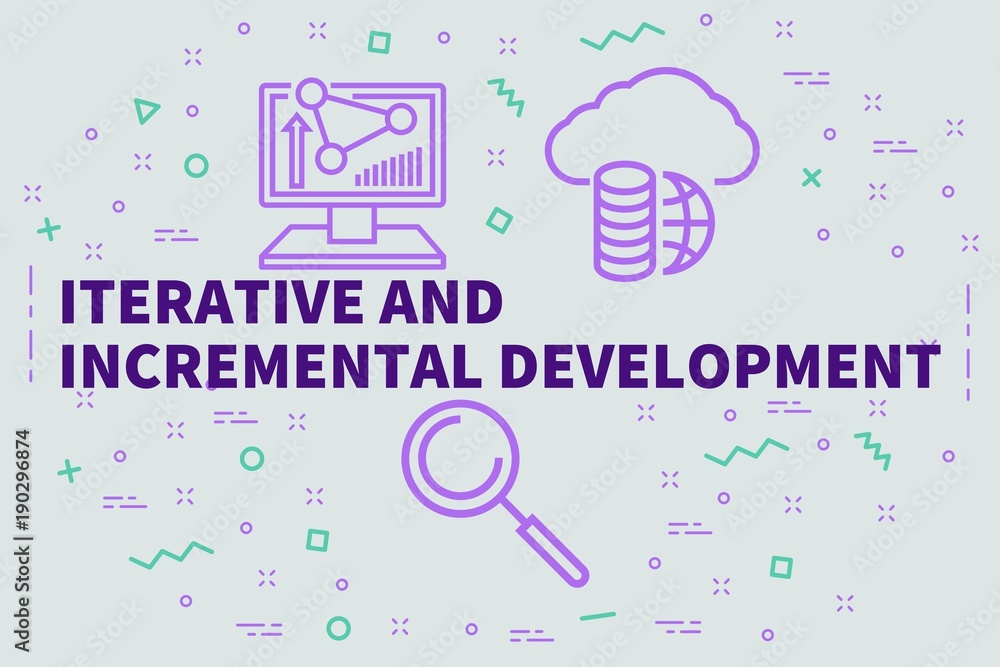 Fototapeta premium Conceptual business illustration with the words iterative and incremental development