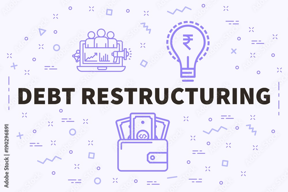 Obraz premium Conceptual business illustration with the words debt restructuring