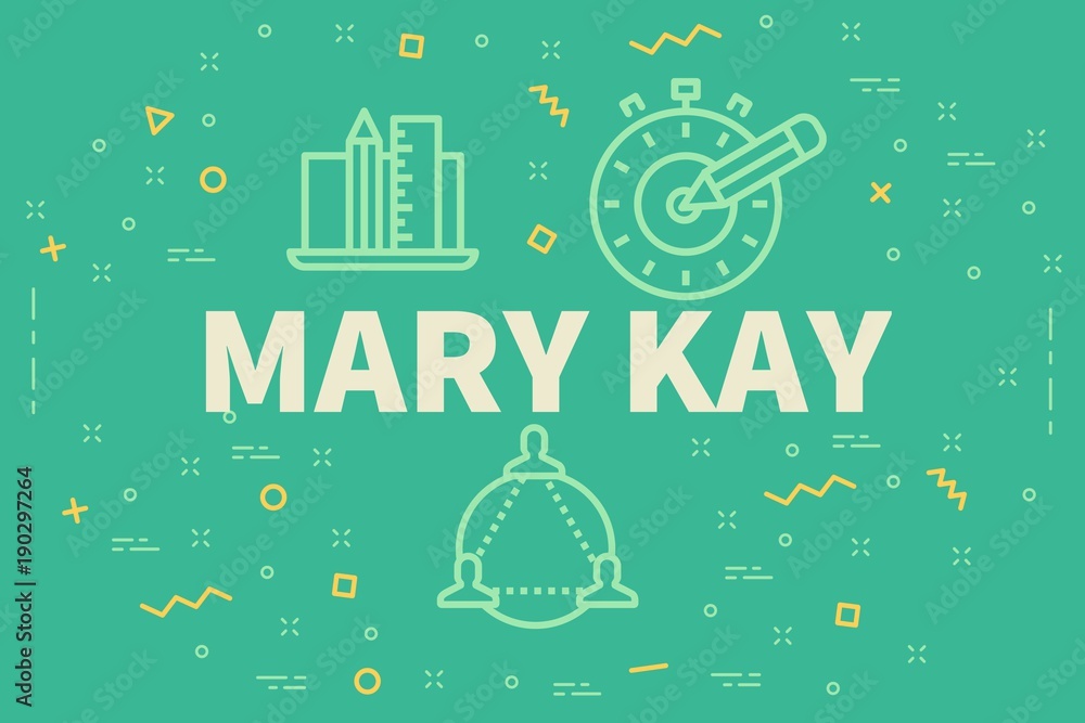 Obraz premium Conceptual business illustration with the words mary kay