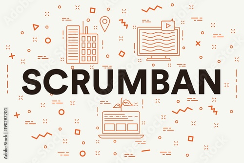 Conceptual business illustration with the words scrumban photo
