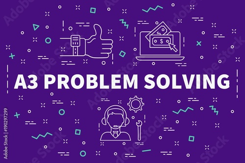 Conceptual business illustration with the words a3 problem solving