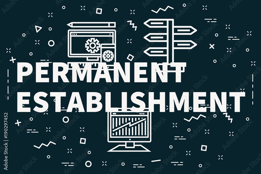 Conceptual business illustration with the words permanent establishment
