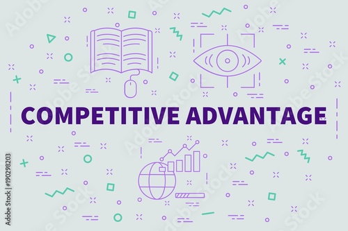 Conceptual business illustration with the words competitive advantage photo