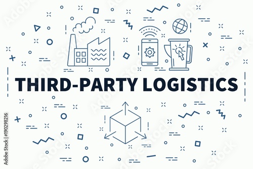 Conceptual business illustration with the words third-party logistics