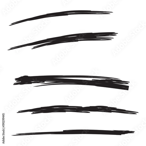 Vector set of hand drawn underline. Felt tip brush smears. Paint stripe. photo