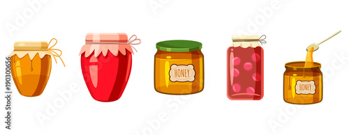 Jar icon set, cartoon style