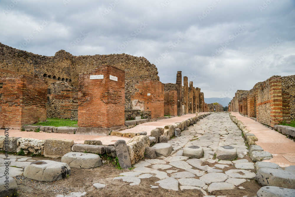 Ruins of Pompeii, ancient city in Italy, destroyed by Mount Vesuvius