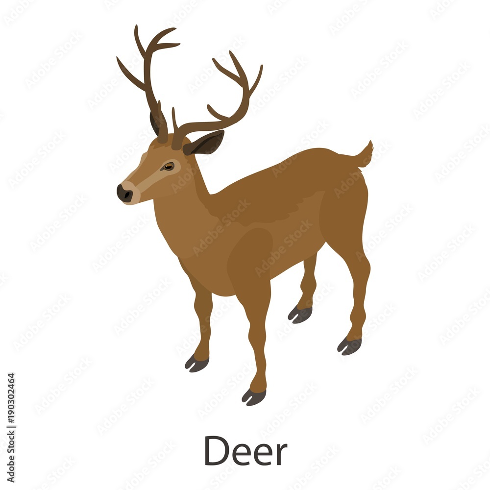 Deer icon, isometric style Deer icon, isometric style