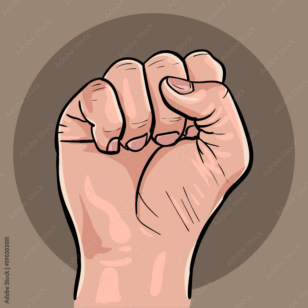 Fototapeta premium Raised hand with clenched fist.