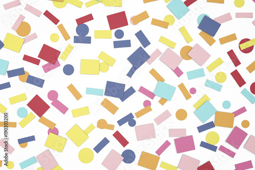 Colorful paper carnival confetti abstract illustration isolated on colored backgroud.