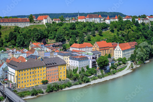 Burghausen town and castle on Salzach river, Germany