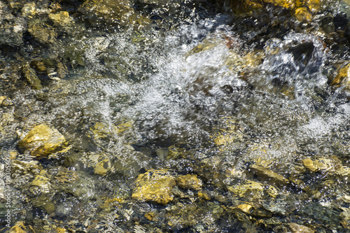 Water surface with rocks blurred