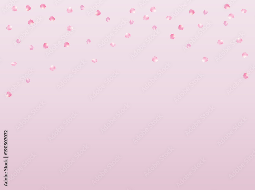 Rose Petals Elegant Vector Confetti. Spring Magic Cherry Blossom Background. Natural Cosmetics, Flying Rose Petals Confetti. Sakura Blossom Romance Wedding Decoration Valentines Day Love Showering