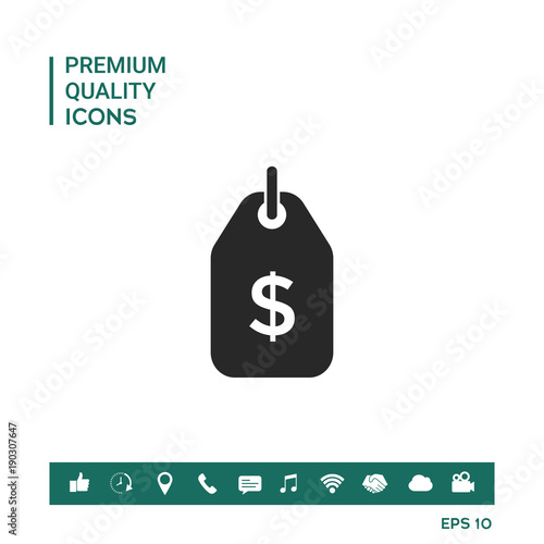 Tag with dollar symbol. Price tag icon for download
