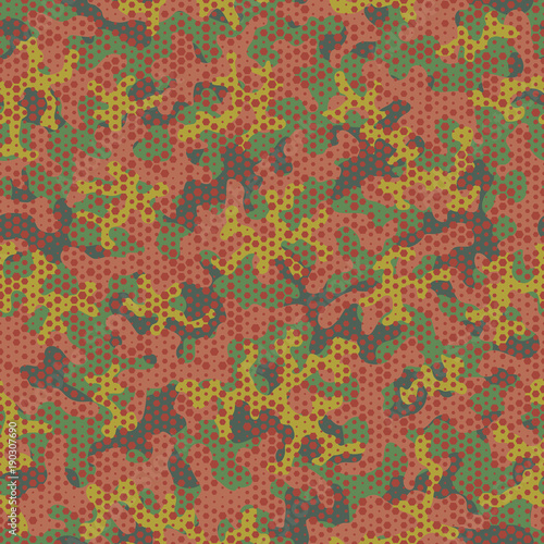 Urban camouflage seamless pattern. Abstract military hexagon style. Camouflage seamless pattern for army, navy, hunting, fashion cloth textile. Colorful modern soldier style. Vector honeycomb texture.