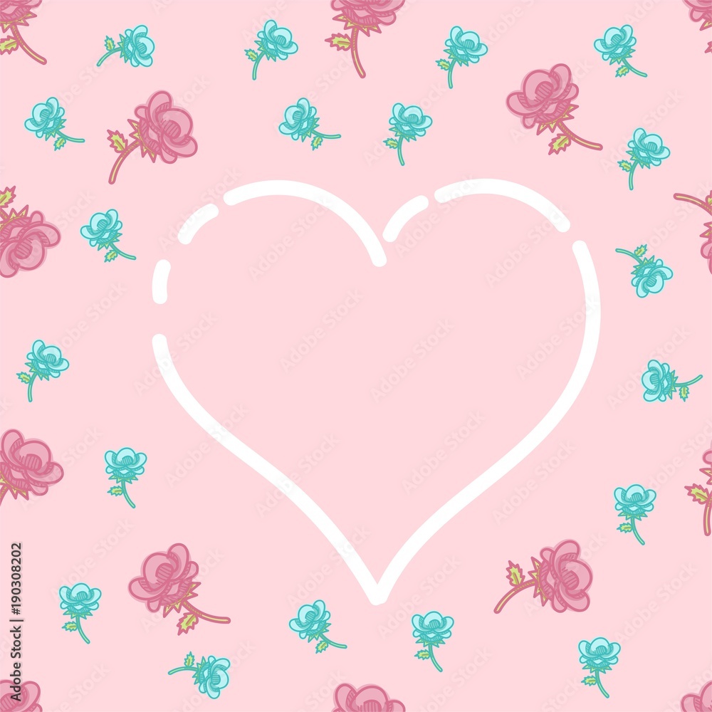 seamless pattern template about valentines day. valentines day seamless pattern template. background for valentines day. Vector Illustration. rose seamless pattern. floral seamless pattern
