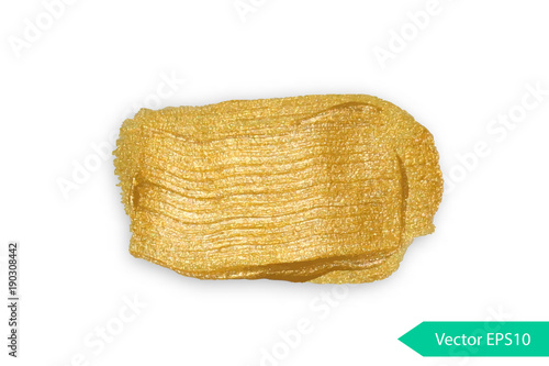Acryl paint texture stane dub. Gold acrylic brush stroke. Abstract background design vector illustration. Isolated grunge shape golden oil splash. Color paintbrush banner.
