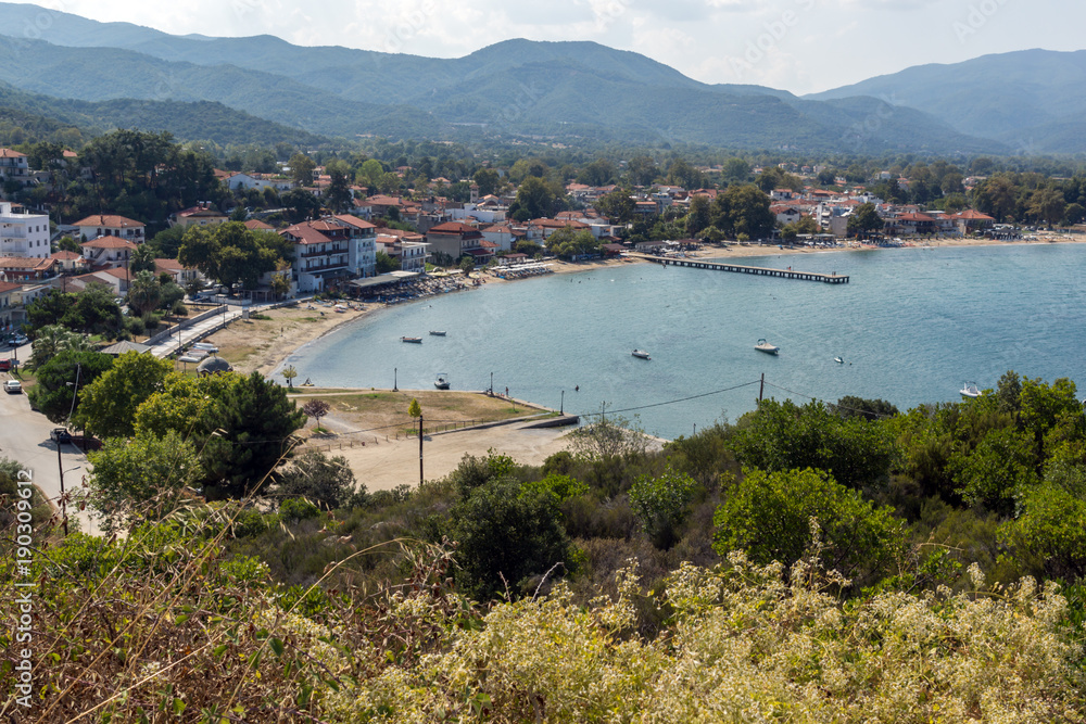 Panoramic view of town of Olimpiada at Chalkidiki, Central Macedonia, Greece
