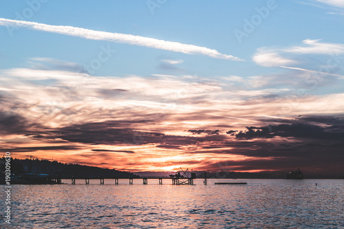 Sunset at Kitsilano Beach in Vancouver  BC  Canada