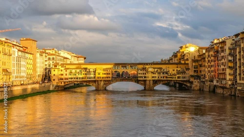 4K Time-lapse of Ponte Vecchio at sunset, Florence, Tuscany