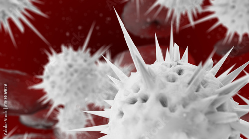 White blood cell and red blood cell microscope 3d render photo