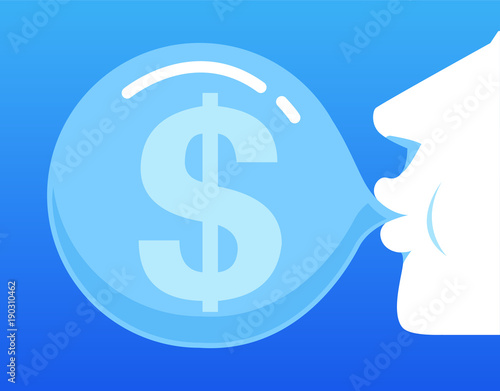 The businessman blows the balloon