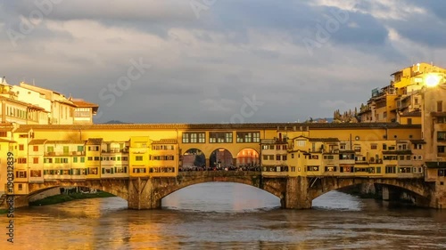 4K Time-lapse of Ponte Vecchio at sunset, Florence, Tuscany