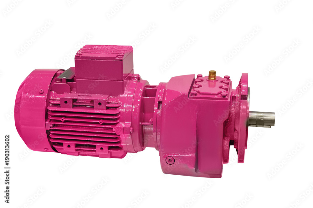 the modern electric motor is combined with drive isolated on white background the modern electric motor is combined with drive isolated on white background