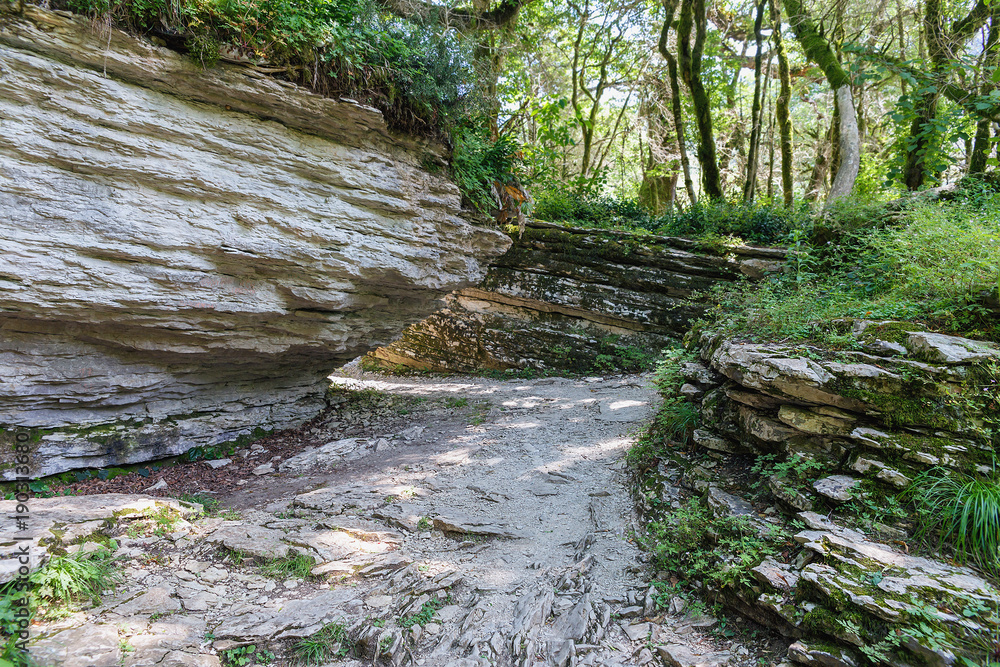 a stony path among the rocks of the Caucasus mountains a stony path among the rocks of the Caucasus mountains