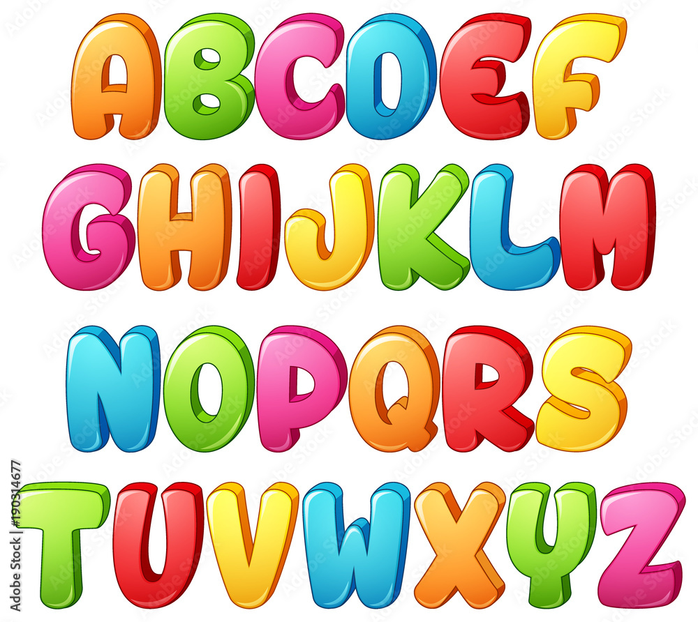 Set of colorful alphabets letter on a white background Set of colorful alphabets letter on a white background