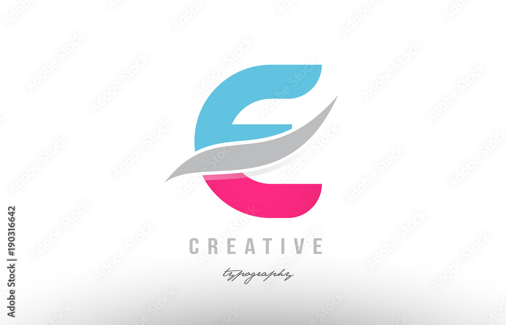 e blue pink modern alphabet letter logo icon design