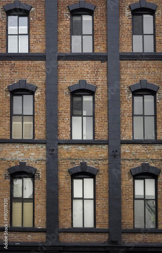 Building facade with brick windows 