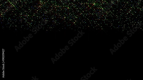 Golden particle seamless background. Abstract bokeh golden particles. Background gold movement. Universe gold dust with stars on black background.