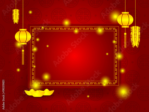 happy chinese new year with copy space on red background
