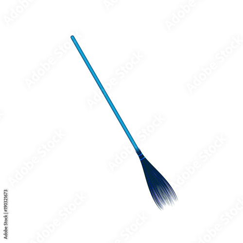 Vintage broom in blue design
