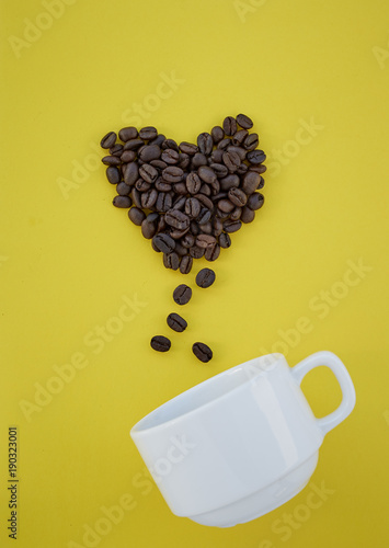 Coffee beans valentines concept photo