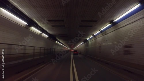 POV driving through Holland Tunnel from Manhattan to NJ photo