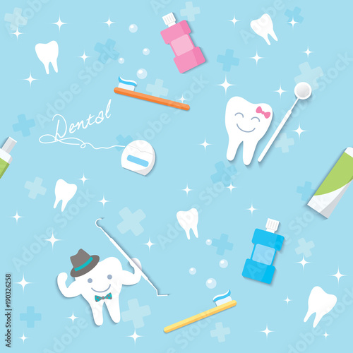Illustration of dental design to seamless pattern.
