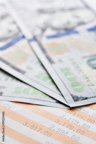 Close up saving account passbook and United States dollar