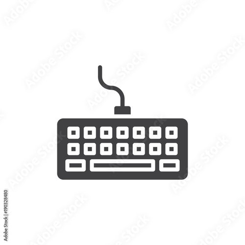 Computer keyboard icon vector, filled flat sign, solid pictogram isolated on white. Keypad symbol, logo illustration.